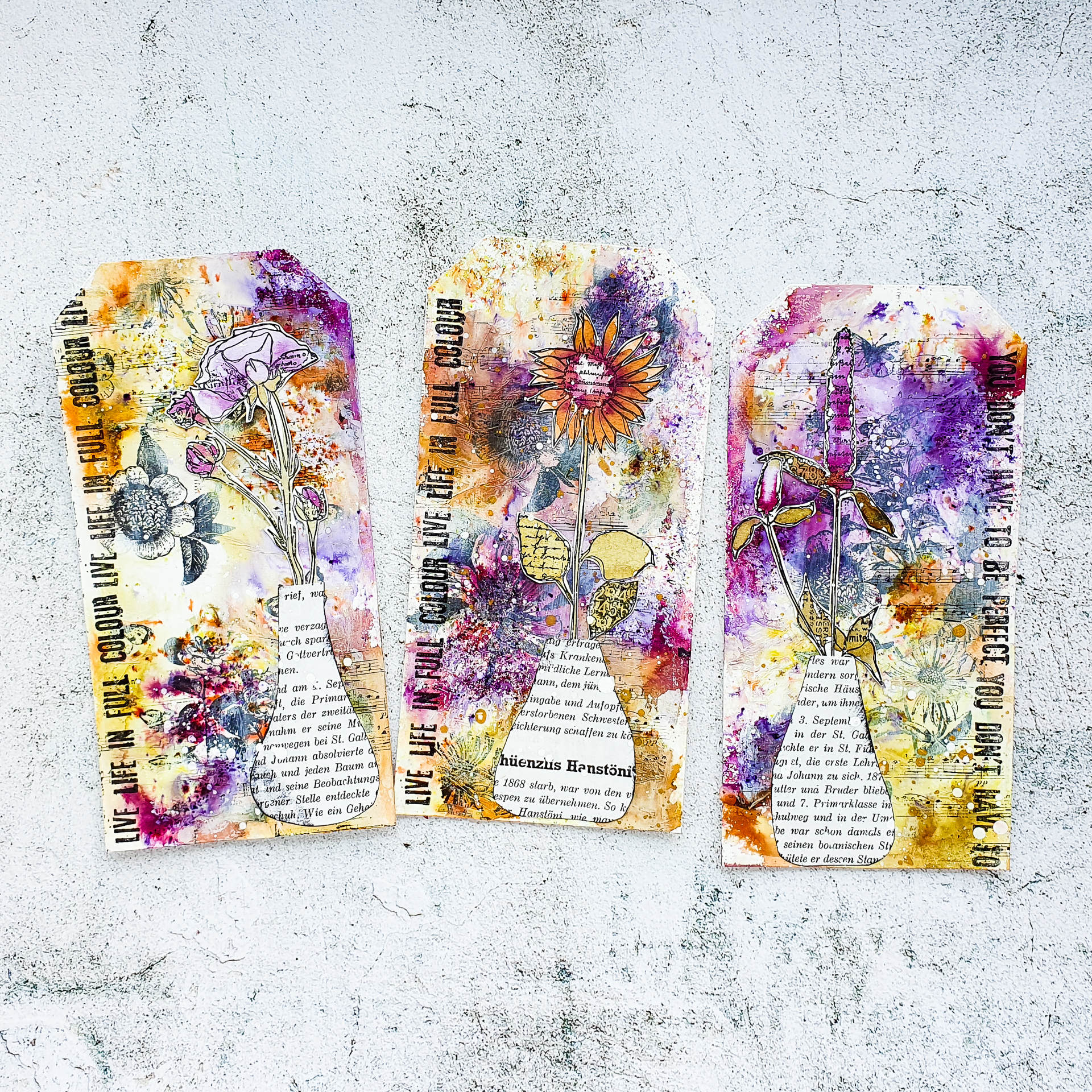 Vintage Mixed Media Tags with Brushos – Video Tutorial – Susanne Rose