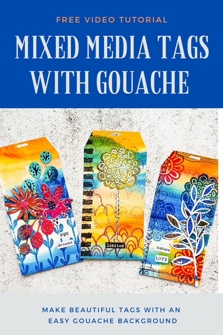 Mixed Media Tags with Gouache Background – Video Tutorial – Susanne Rose