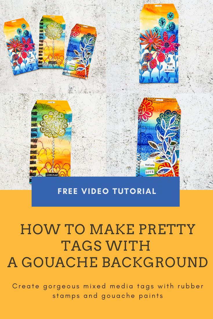Mixed Media Tags with Gouache Background – Video Tutorial – Susanne Rose