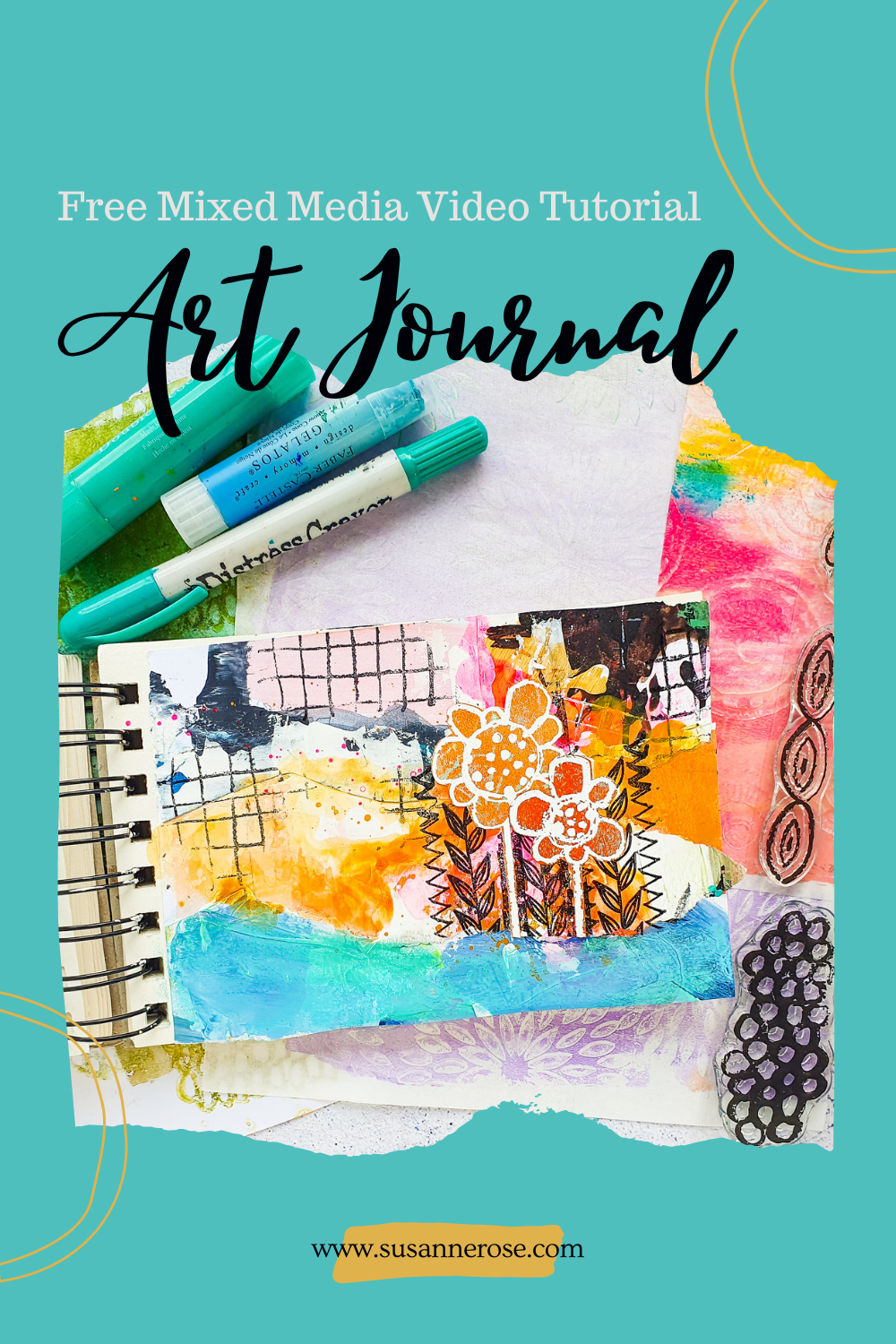Mixed Media Art Journal Page – Video Tutorial – Susanne Rose