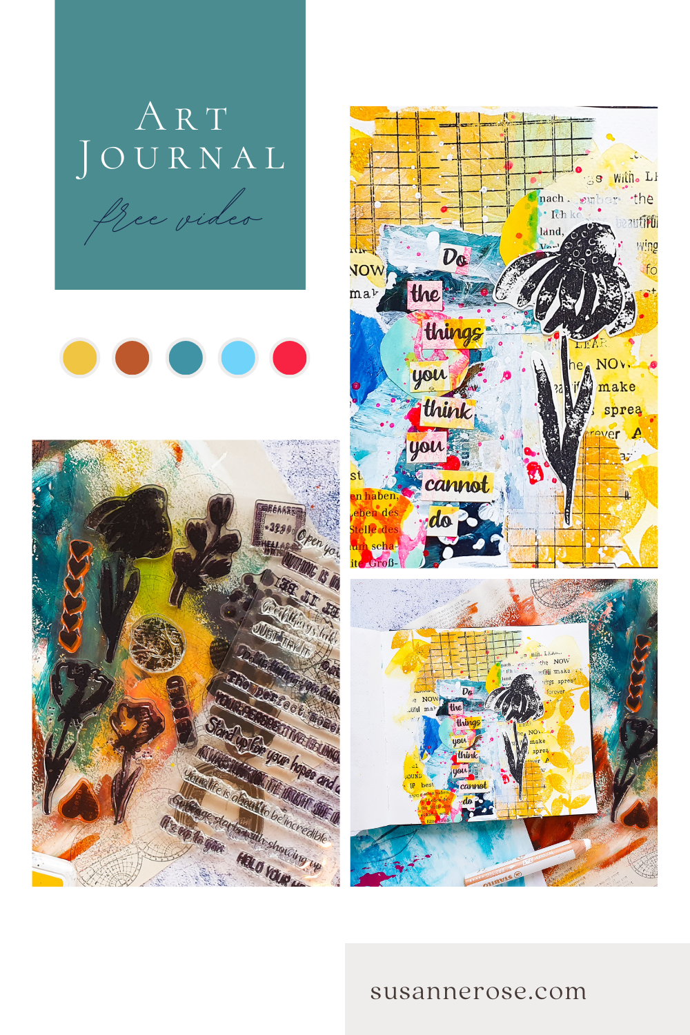 Mixed Media Art Journal Page – Video Tutorial – Susanne Rose Art
