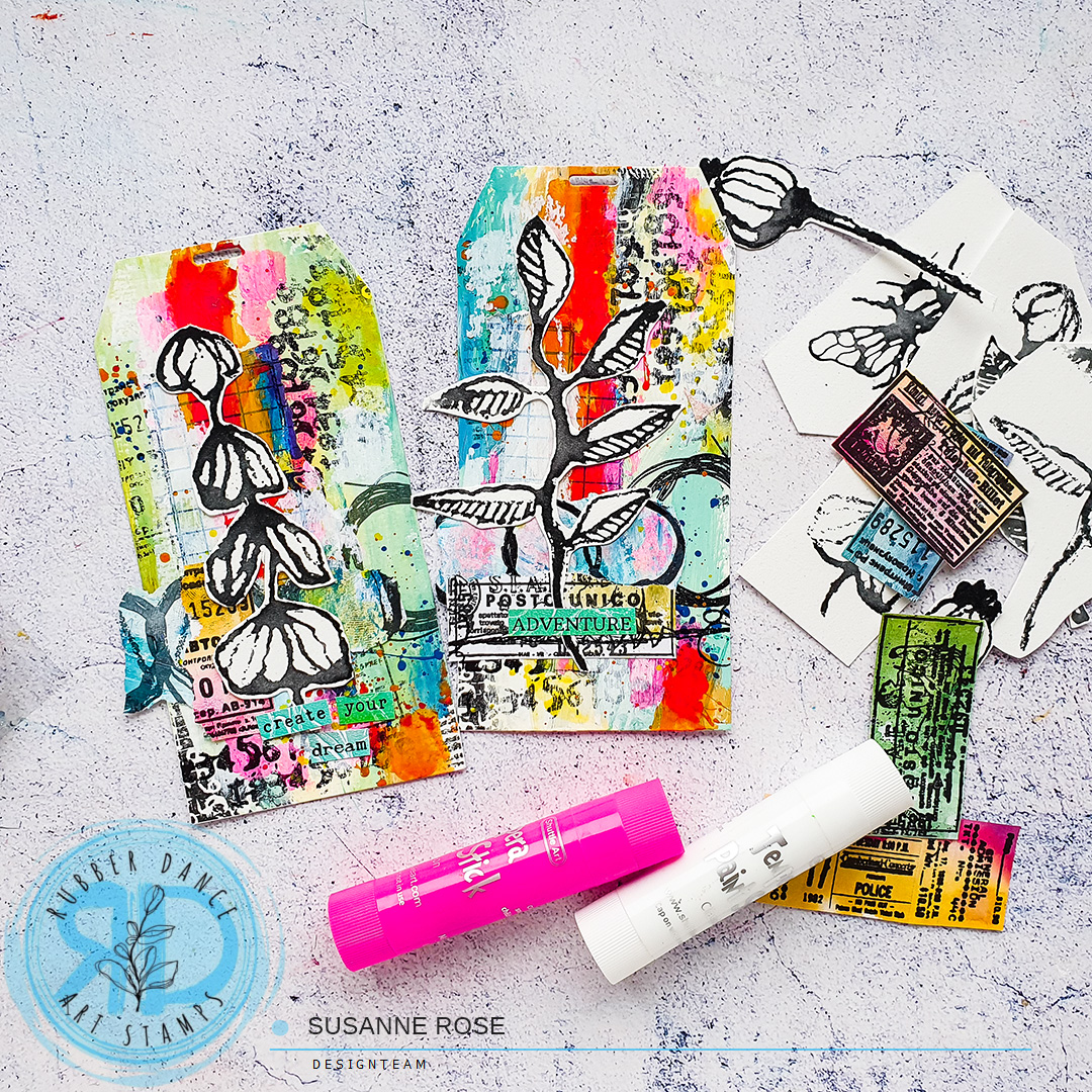 Mixed Media Tags with Gouache and Collage Fodder – Susanne Rose Art