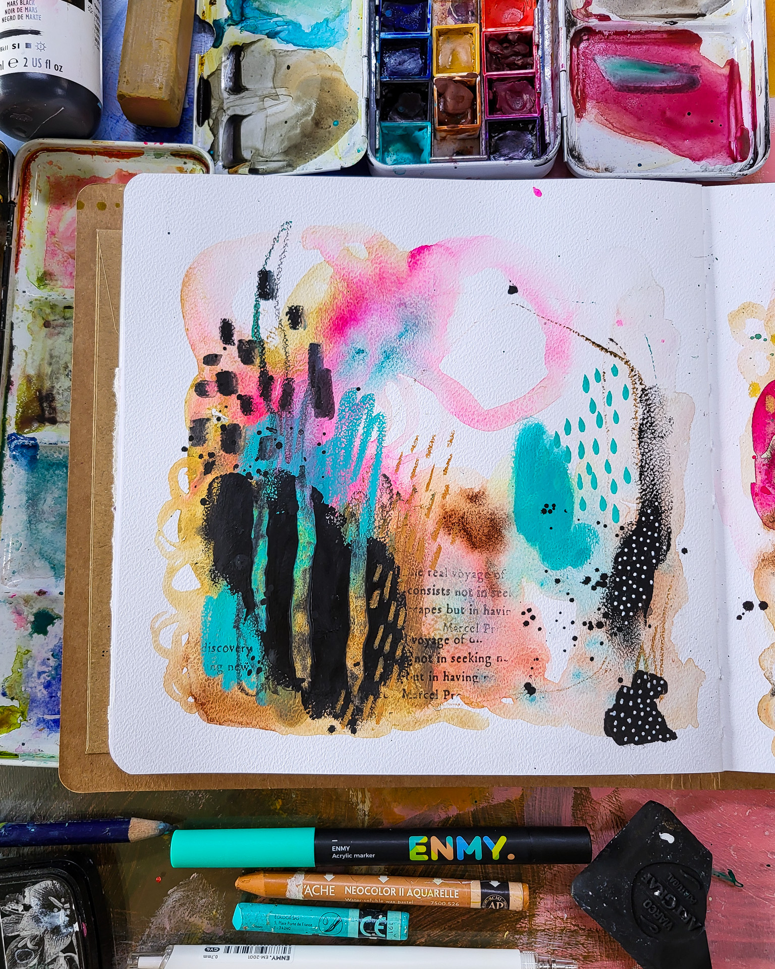 Abstract Mixed Media Art Journaling – Process&nbsp;Video